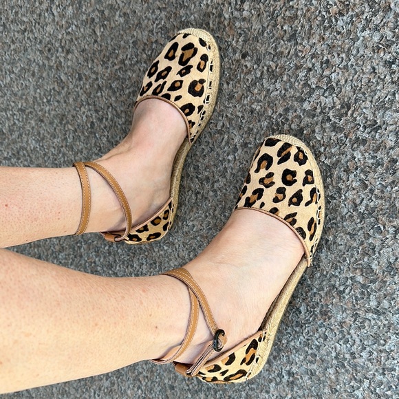 UGG leopard calf hair ankle wrap espadrilles flat shoes size 6 - Picture 1 of 9
